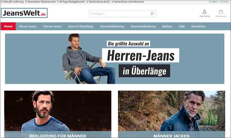 Jeans online kaufen im JeansWelt Shop