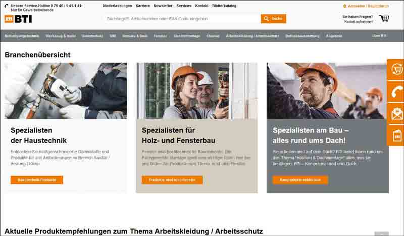 Werkzeug Online-Shop fur Handwerker - BTI Germany