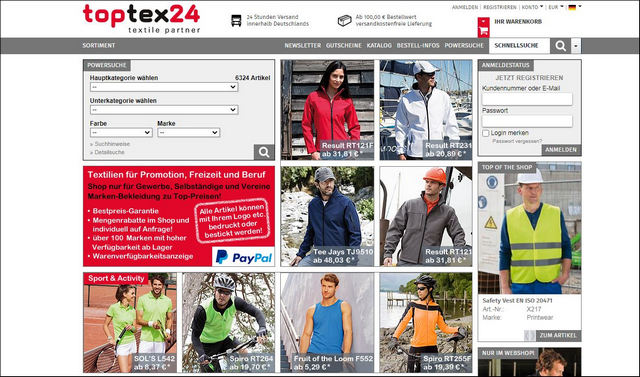 TopTex24 - Shop nur für Gewerbe, Bekleidung für Damen, Herren und Kinder in Deutschland