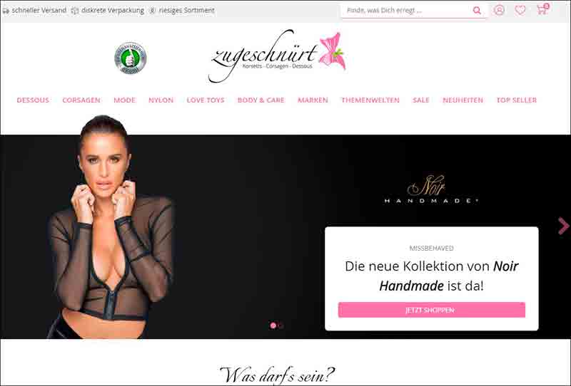 Dessous Shop - Erotikversand fur Reizwasche und Corsagen - Zugeschnurt-Shop