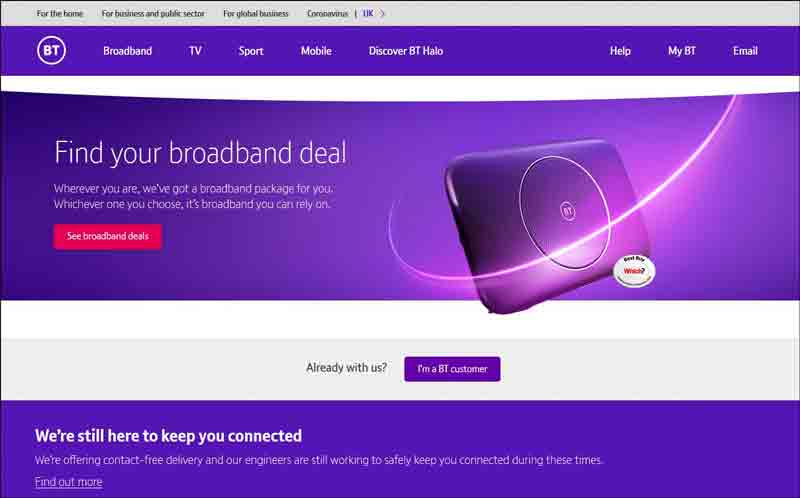 Fibre Broadband, TV Packages, BT Sport & Mobile Deals - BT