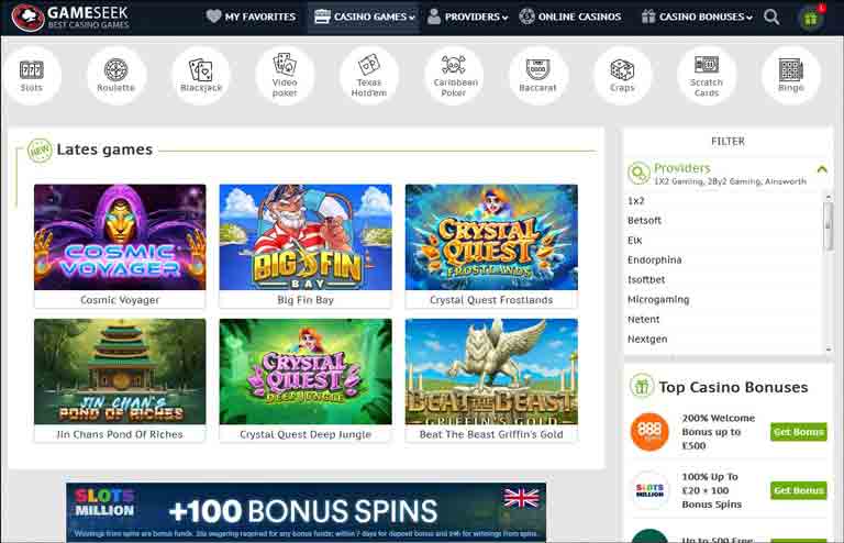 Play FREE Casino Games Online in UK - GameSeek. Lates games, Slot games, Roulette, Poker