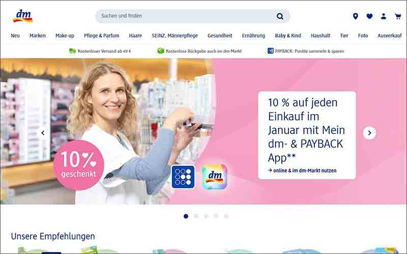 dm-drogerie markt Onlineshop - dauerhaft einkaufen Germany