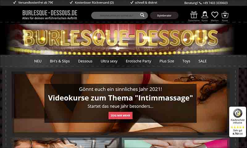 Burlesque Dessous & Reizwaesche online Burlesque-Dessous Germany