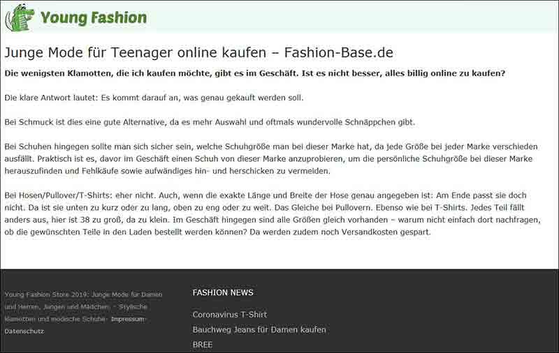 Young Fashion Online Shops - Junge Mode Germany - youngfashionstore.de
