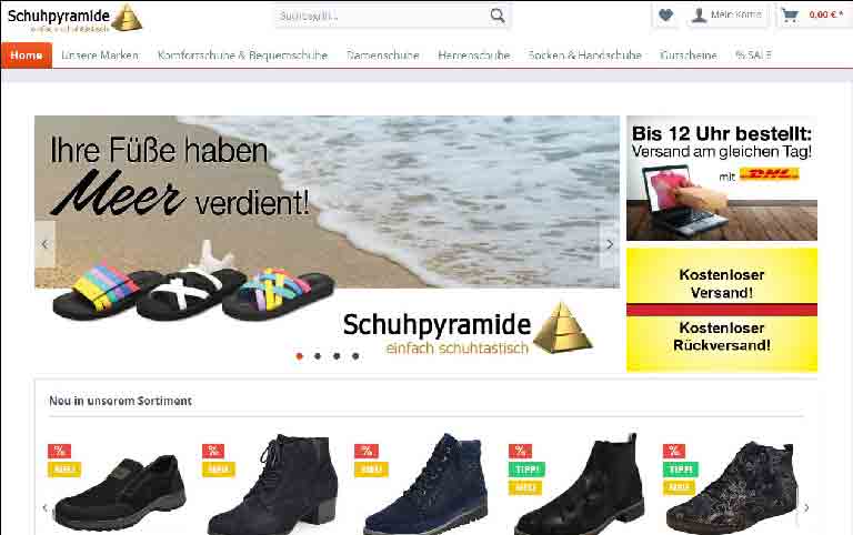 Damenschuhe, Herrenschuhe, Socken, Modische und bequeme Schuhe - Schuhpyramide Shop Germany