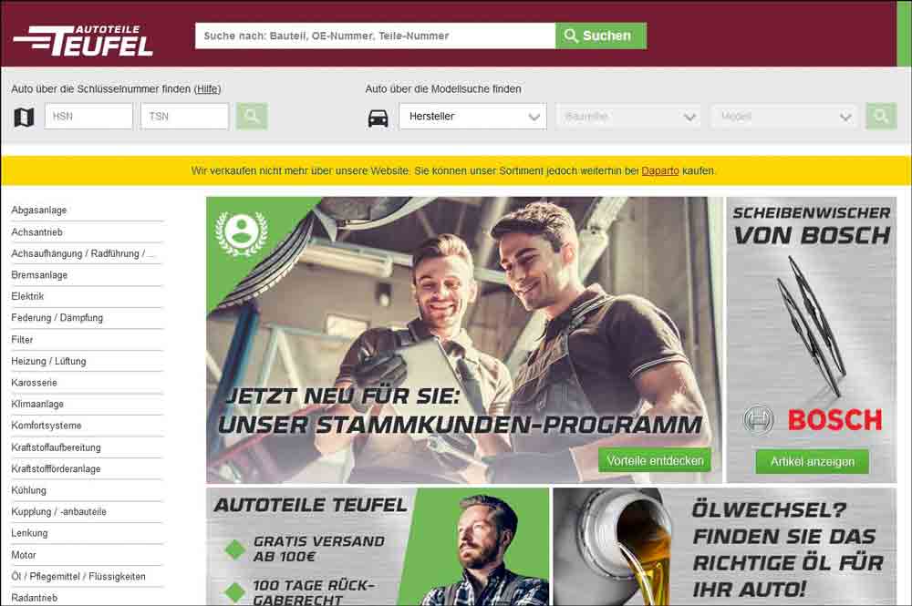 Autoteile Teufel Online Shop in Deutschland